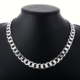 Women Men Curb Necklace Chunky Chain Pendant Gold Silver Jewellery Wedding Gift;add  gp  bags  .